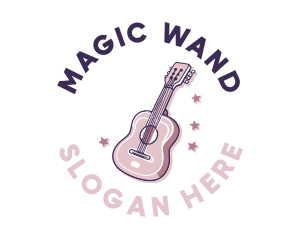 Pink Popstar Guitar logo design