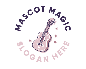 Pink Popstar Guitar logo design