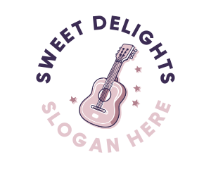 Pink Popstar Guitar logo design