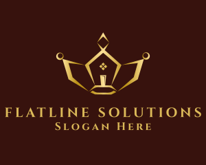 Flat - Gold Crown House logo design