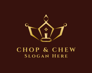 Flat - Gold Crown House logo design