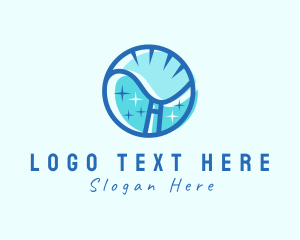 Sweeping - Sanitation Cleaning Broom logo design