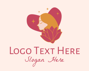 Hairstyling - Flower Heart Lady logo design