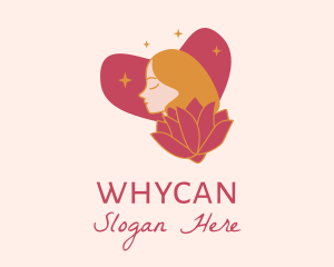 Meditation - Flower Heart Lady logo design