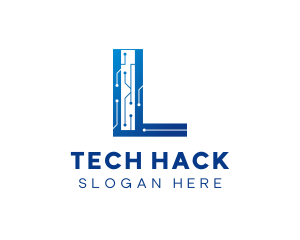 Hack - Circuit Tech Letter L logo design