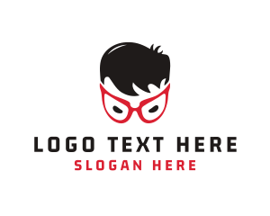 Nerdy - Superhero Boy Eyeglassess logo design