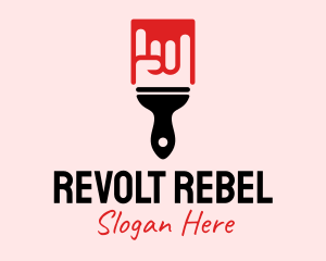 Rebellious - Rock & Roll Paint Brush logo design