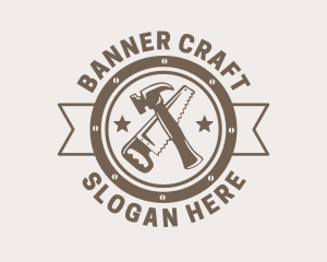 Saw Hammer Carpentry logo design