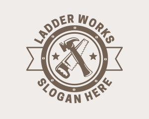 Saw Hammer Carpentry logo design