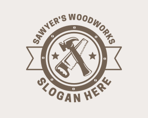 Saw Hammer Carpentry logo design