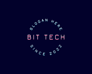 Round Neon Tech logo design