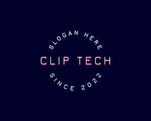 Round Neon Tech logo design