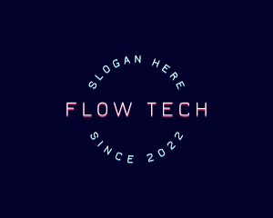 Round Neon Tech logo design