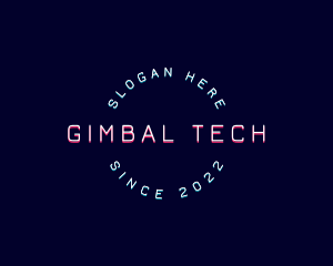 Round Neon Tech logo design