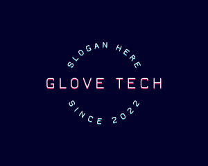 Round Neon Tech logo design