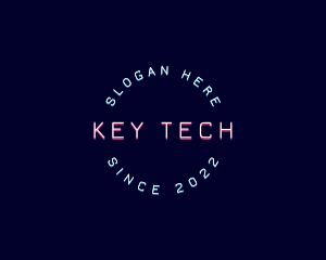 Round Neon Tech logo design