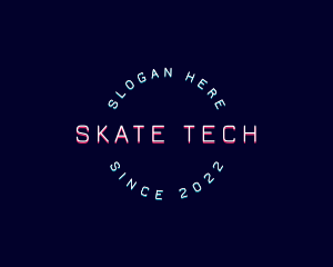 Round Neon Tech logo design