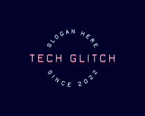 Round Neon Tech logo design