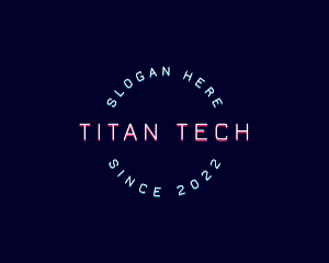 Round Neon Tech logo design