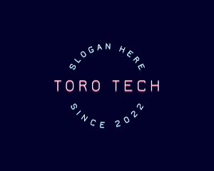 Round Neon Tech logo design