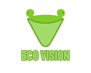 Green Eye - Abstract Green Frog Cone logo design