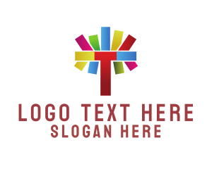 Cross - Colorful Abstract Party Letter T logo design