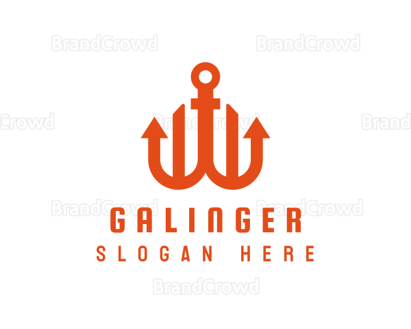 Orange Anchor Letter W Logo