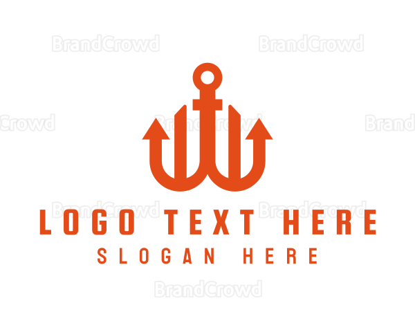 Orange Anchor Letter W Logo
