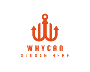 Seaman - Orange Anchor Letter W logo design
