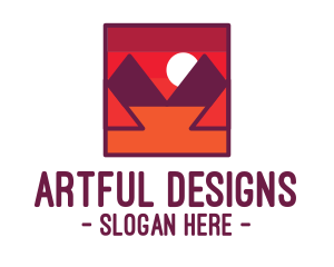 Illustration - Red Desert Mountain logo design