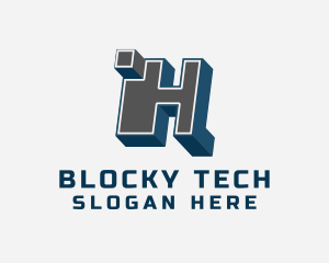 Blocky - 3D Graffiti Letter H logo design