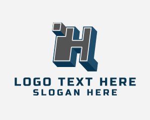 Lettermark - 3D Graffiti Letter H logo design
