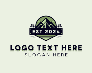 Hiker - Mountain Camping Summit logo design