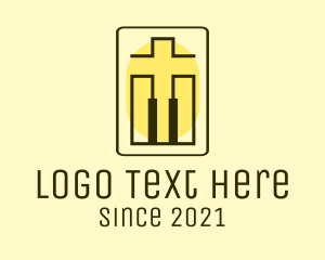 Church Mass - Crucifix Piano Keys logo design