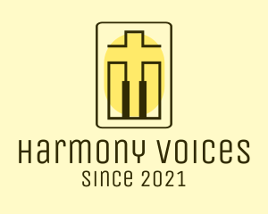 Choir - Crucifix Piano Keys logo design
