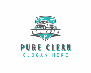 Car Wash Pressure Washer Cleaning logo design