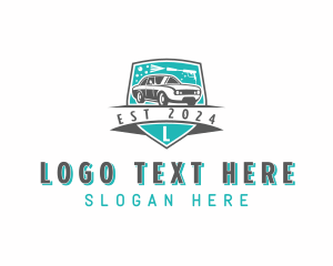 Clean - Car Wash Pressure Washer Cleaning logo design