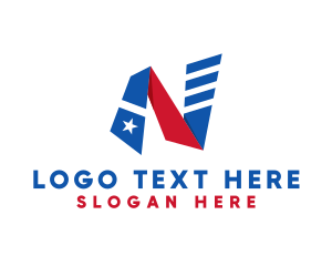 American - Striped Flag Letter N logo design