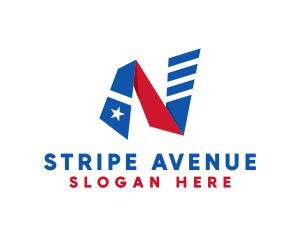 Striped - Striped Flag Letter N logo design