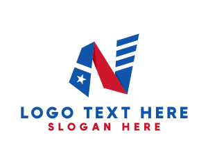 Striped Flag Letter N Logo