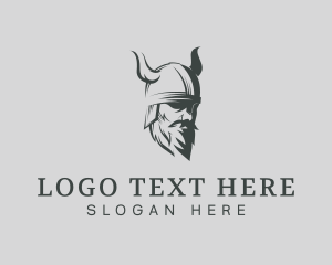 Horns - Viking Beard Man logo design