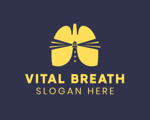 Breathing - Lungs Lighthouse Beacon logo design