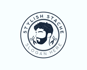 Hipster Moustache Barber logo design