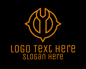 Orange - Wrench Location Compass logo design