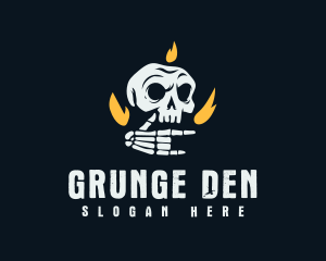 Grunge - Fire Grunge Skull logo design