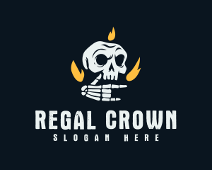 Fire Grunge Skull logo design