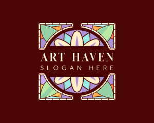 Floral Art Stained Glass logo design