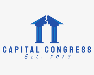 Congress - Pillar Crack Temple Ruins logo design