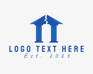 Greek - Pillar Crack Temple Ruins logo design