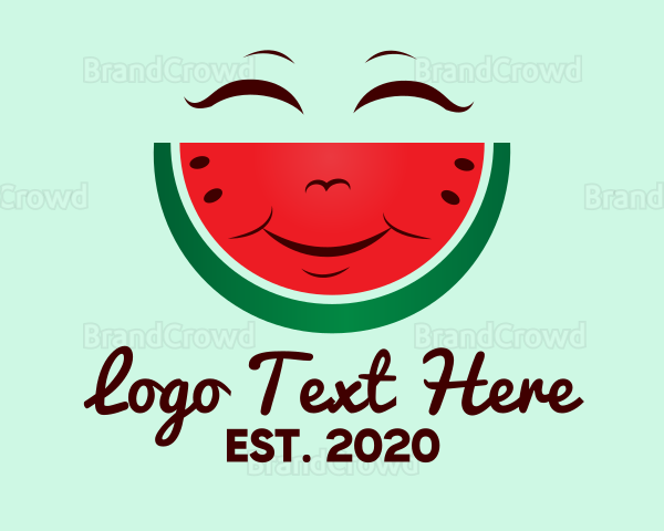 Happy Watermelon Fruit Logo